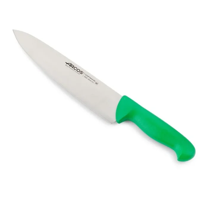Cuchillo de cocinero Arcos Colour – Prof 292221 de acero inoxidable Nitrum y mango ergonómico de Polipropileno y hoja de 25 cm, funda display