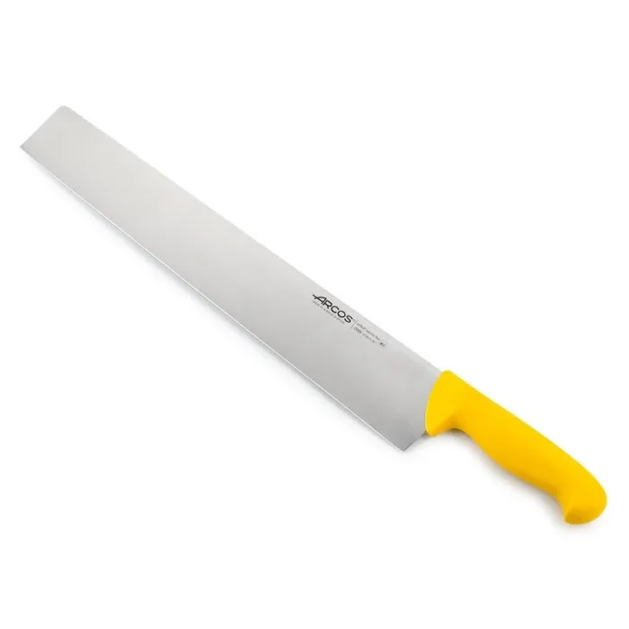 Cuchillo para salami Arcos 2900 – Prof 298800 de acero inoxidable Nitrum y mango ergonómico de Polipropileno de color amarillo y hoja de 41 cm, funda display