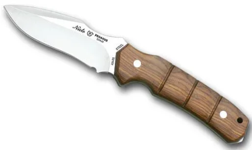 Cuchillo Pegasus 6101 Miguel Nieto de 22,5 cms, con hoja de acero de 9,5 cms y mango de Madera natural de cocobolo con funda de piel de primera calidad (marrón) con anclaje multiposición