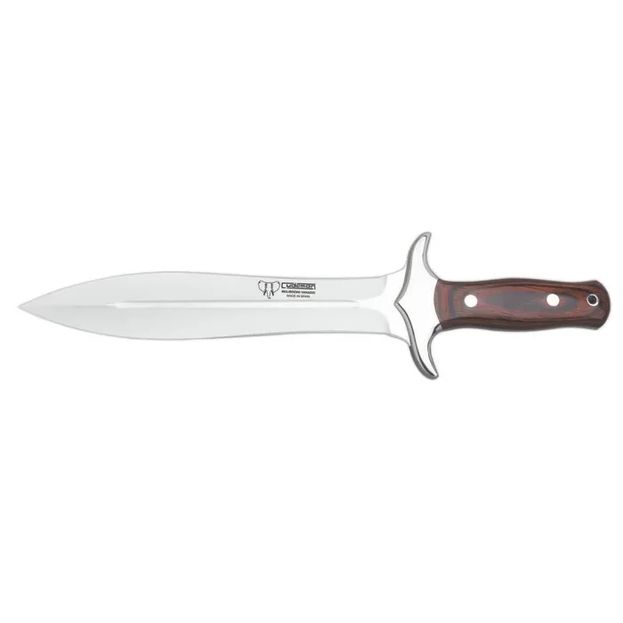 Cuchillo rematador Cudeman de montería con mango de madera roja y hoja de 24 cm. 104-R