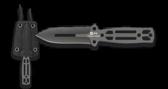 Cuchillo táctico K25 Titanium, hoja de 6,5 cm de acero inox, tamaño total de 14 cm, funda Kydex