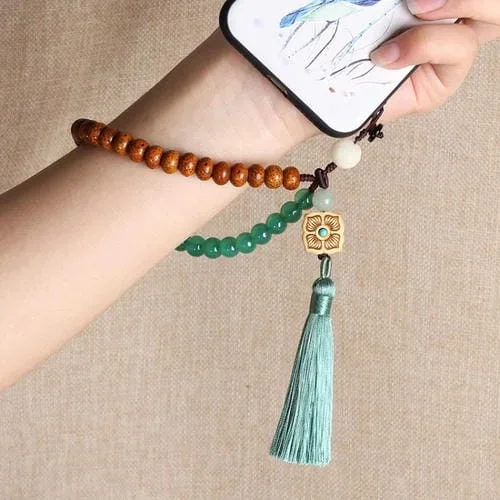 Cuerda Trenzada Teléfono Móvil Cordón Borla Bodhi Caja Colgante Cuerda de Muñeca