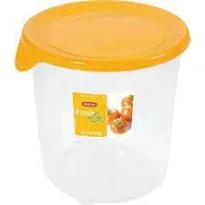 CURVER Fresh & Go Redondo, Compuesto, Transparente/Naranja, 10.5×10.5×10.5 cm