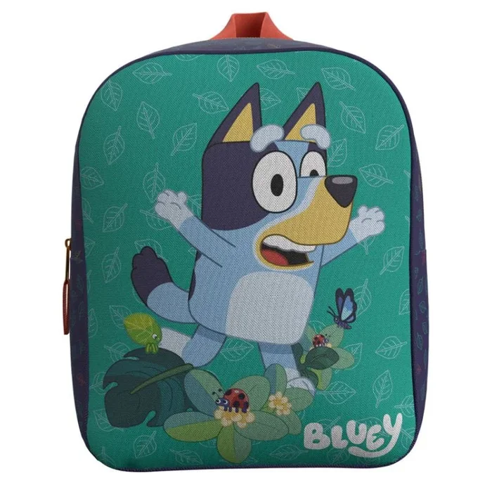 CYPBRANDS Mochila Infantil 30x24cm, Mochila Guardería para Niños y Niñas, Regalo Cumpleaños, Navidad, Reyes, Material Escolar, Vuelta al cole, Mochila Bluey, Color Verde (MC-516-BY)
