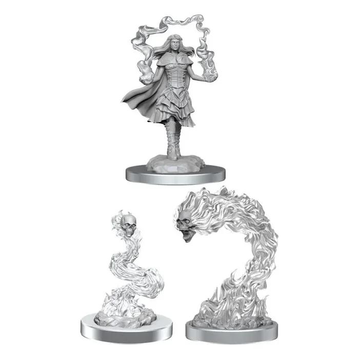 D&d nolzur’s marvelous miniatures pack de 3 miniaturas sin pintar dark spellcaster & flameskulls