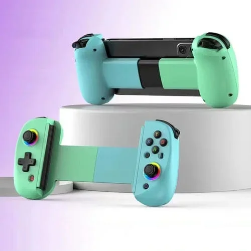 D8 Teléfono Móvil Banda Elástica Light Gamepad Dual Hall Inalámbrico Bluetooth Somatic Vibration Grip para PC / Android / Ios / Tablet / Ps3 / Ps4 / Switch, Color: Verde Azul