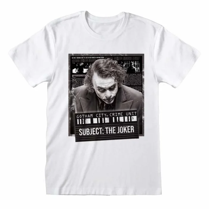 Dc the dark night – joker mug shot (unisex white t-shirt) small
