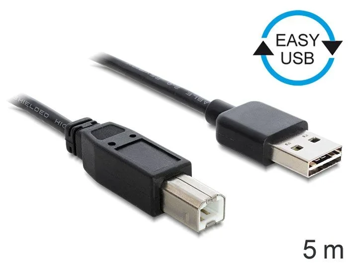 DeLOCK 85553 cable USB USB 2.0 5 m USB A USB B Negro