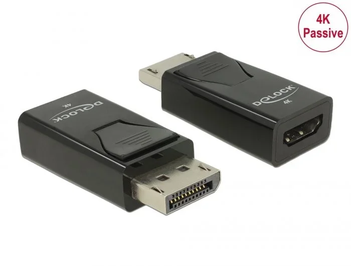 DeLOCK Adaptador DisplayPort 1.2 macho a HDMI hembra 4K pasivo negro