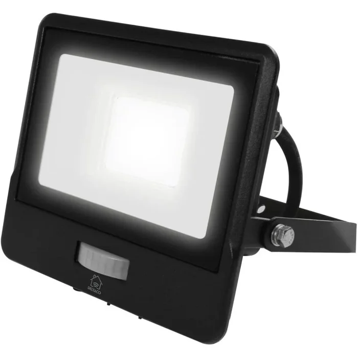 Deltaco Flutlicht mit PIR-Sensor Smart Home, LED, mit Bewegungsmelder, 20W, einstellbare Farbtemperatur, dimmbar, schwarz (SH-LFL01)