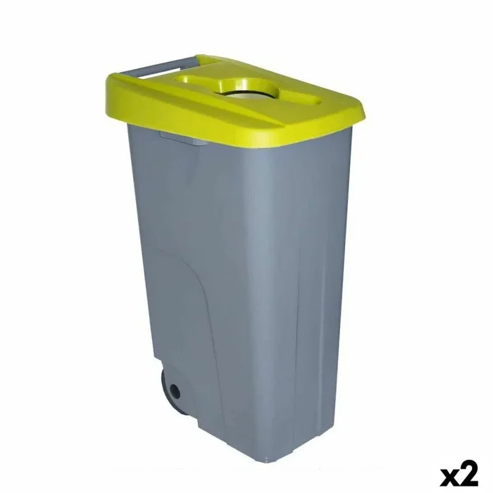 Denox Cubo de Basura con Ruedas 110 L Amarillo 58 x 41 x 89 cm – Marca EAN: 4899888666868