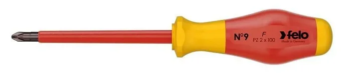 Destornillador aislado VDE Felo Serie Nº 9 PZ2x100 mm.