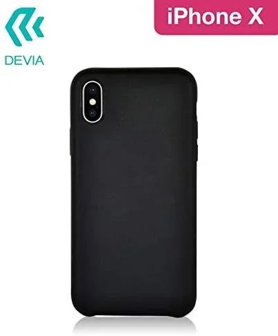 Devia NTCI8412B Funda de Microfibra para iPhone XS & X, Serie Nature – Negro
