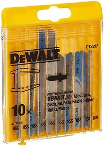 DeWALT DT2292-QZ hoja de sierra de calar, de sierra de marquetería y de sierra recíproca Hoja de sierra de vaivén Acero de alto carbono (HCS) 10 pieza(s)