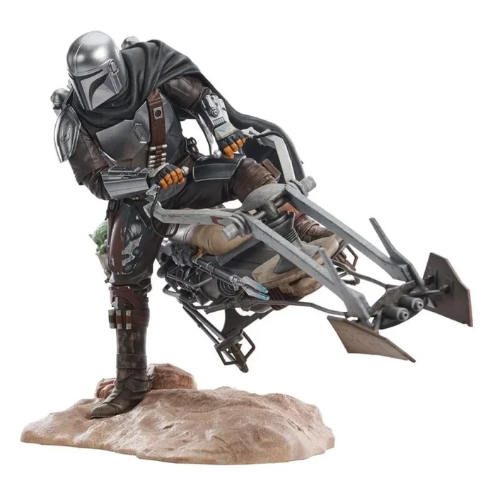 Diamond Select Toys The Mandalorian – DIN Djarin con Speeder – Estatuilla Prem. Coll. 25 cm