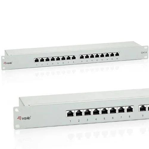 Digital Data Equip – Panel de Conexiones (16 Puertos, 1HE, Cat 6), Color Gris