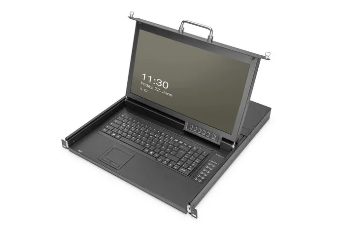 Digitus Consola KVM LCD HD de 17″, VGA de 1 puerto, teclado alemán