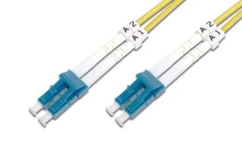 DIGITUS DK-293LCA3LC-02, Cable De Fibra Óptica OS2, 2 m, LC (APC) a LC (PC), Dúplex, 1/10 Gbit/s, Cable LAN De Fibra Óptica Monomodo SM, Tipo De Fibra: 9/125 µ, Amarillo (Yellow)