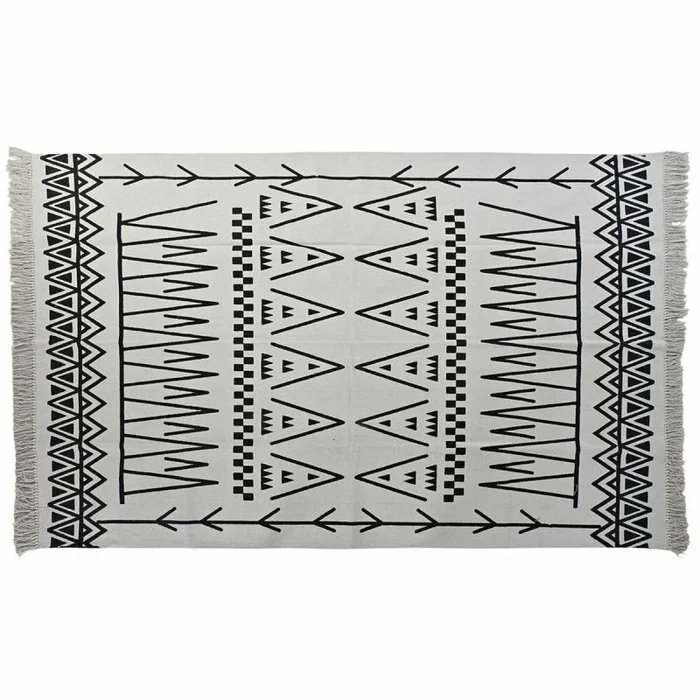 DKD Home Decor Alfombra 160 x 250 x 0,7 cm Negro Poliéster Algodón Blanco Ikat Boho – Marca EAN: 8424001927999