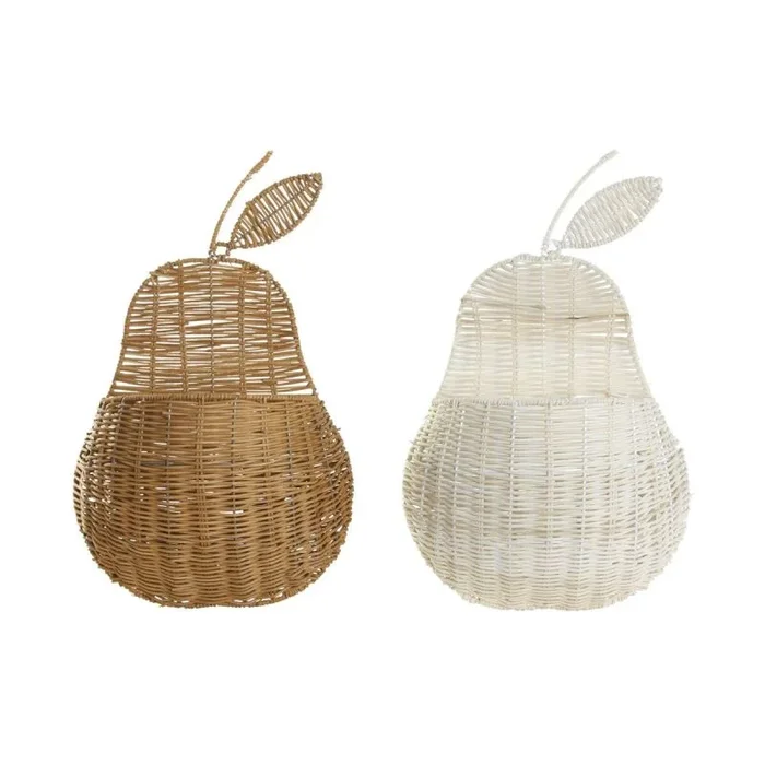 DKD Home Decor Cesta Color marrón y Beige, de ratán (55 x 33 x 14 centímetros) (2 Unidades)
