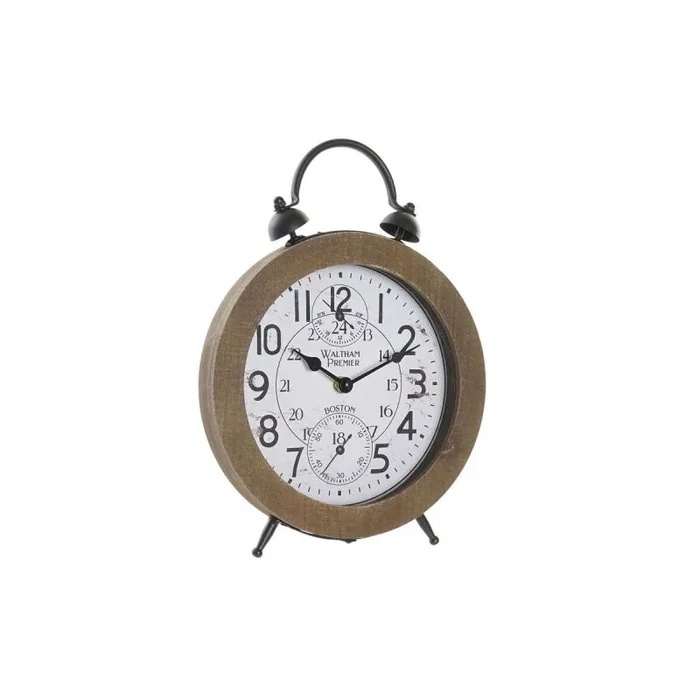 DKD Home Decor Reloj de Mesa Color Blanco Natural, de Hierro y MDF (24 x 5 x 30 centímetros)
