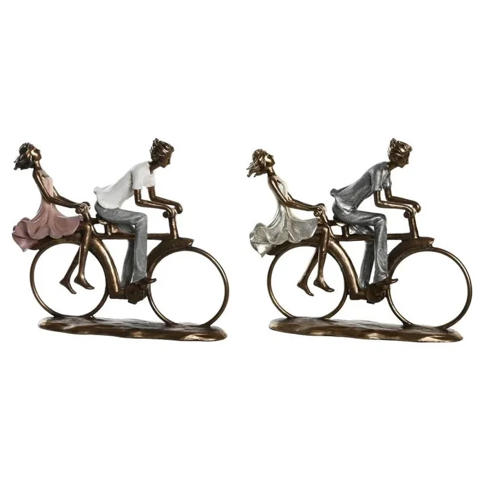 DKD Home Decor S3043259 Juego de Figuras Decorativas Familia Rosa, Dorada y Blanca, 27cm Largo, 9.5cm Ancho, 23cm Alto, 2 Piezas