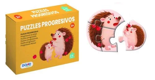 Dohe Educa – Puzzles Progresivos Infantiles – Pack con 4 Puzzles de 4 y 5 Piezas de Cartón, Temática Animales, Rompecabezas para Niños 2 3 Años, Material Educativo