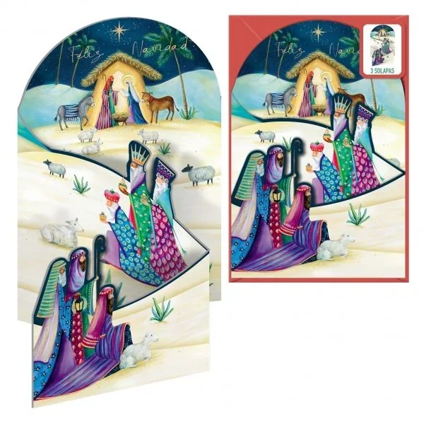 Dohe estrella de oriente pack de 6 tarjetas desplegables de felicitacion navideña con sobre – impresas a todo color