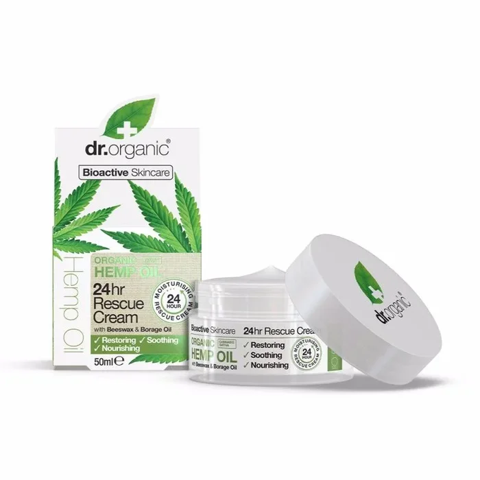 Dr. Organic Crema Rescate 24H; aceite de Cañamo 50 ml 50 ml