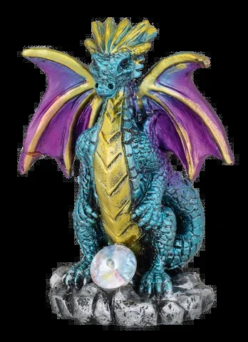 Dragón Resina Verde Con Cristal