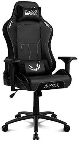 DRIFT GAMING DR750RU – Silla Gaming Oficial ElRubius, Edicion Limitada, exclusividad certificada, Polipiel, reposabrazos 3D, Piston Clase 4, Cojines Cervical/Lumbar, mecanizmo Frog, Color Negro/Ante