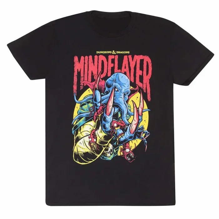 Dungeons and dragons – mindflayer colour pop (unisex black t-shirt) ex ex large