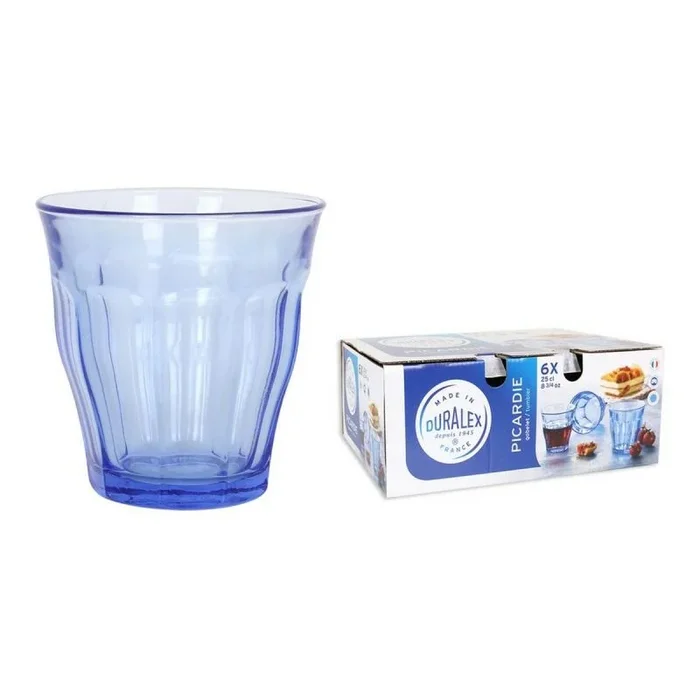 Duralex 1027BB06/6 Vasos Picardie Azul 25 cl, Pack de 6, Cristal
