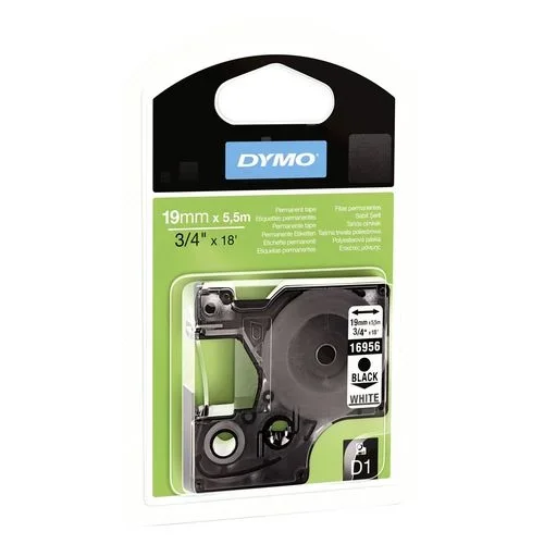 DYMO D1 – Etiquetas Durable – Negro sobre blanco – 19mm x 5.5m