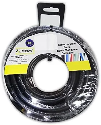 EDM 28053 Carrete Manguera Plana, Negro, 2 x 1.5 mm x 20 m