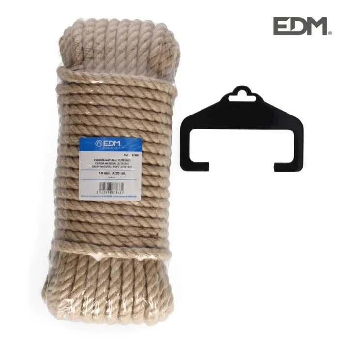 EDM 87868 MADEJA 20 MT. Cuerda Natural Yute Bio. 3 Cabos. Calibre 10 MM, Neutro