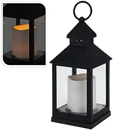 Edp 71653 Farol con Vela de Led 23cm, Negro, One size