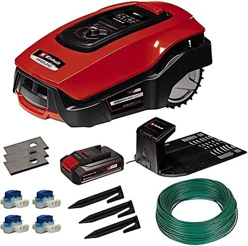 Einhell Robot cortacésped FREELEXO 500 BT Power X-Change (Li-Ion, modo multizona, pendiente hasta 35%, control app y Bluetooth, sensor de baches/inclinación/elevación/lluvia, incl. kit instalación)