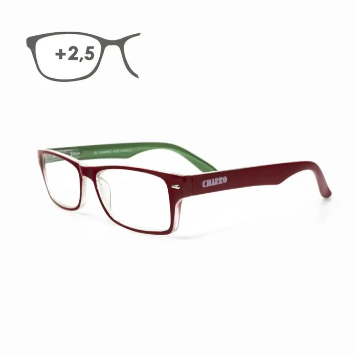 El Charro Gafas Lectura Kansas Rojo/Verde. Aumento +2,5 Gafas De Vista, Gafas De Aumento, Gafas Visión Borrosa