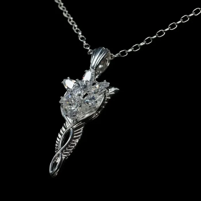 El señor de los anillos réplica 1/1 colgante & collar de arwen evenstar (plata de ley)