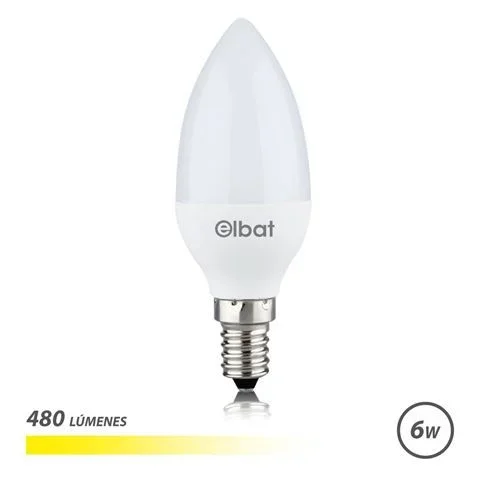 Elbat bombilla led c37 6w e14 480lm – 3000k luz calida