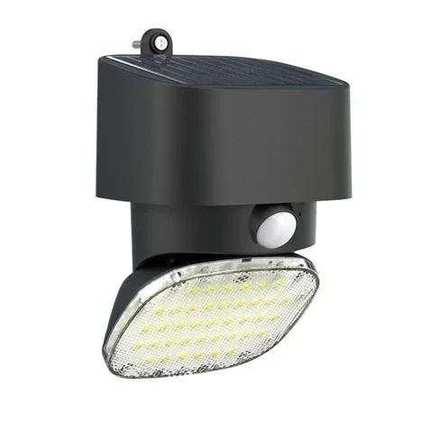 Elbat foco solar 2000lm – luz fria 6000k – regulacion vertical y horizontal – panel solar 1w – ip65 – color negro
