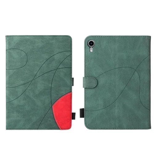 Empalme de Doble Color Funda Horizontal Flip Cuero para iPad Mini 6 (Verde)