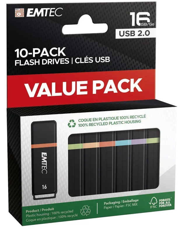 Emtec K100 unidad flash USB 16 GB USB tipo A 2.0 Negro, Multicolor