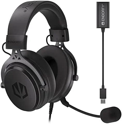 ENDORFY VIRO Plus USB, Auriculares Over Ear, par Adicional de Almohadillas de Tela, micrófono Desmontable, Cable Desmontable, Tarjeta de Sonido USB 7.1 | EY1A001