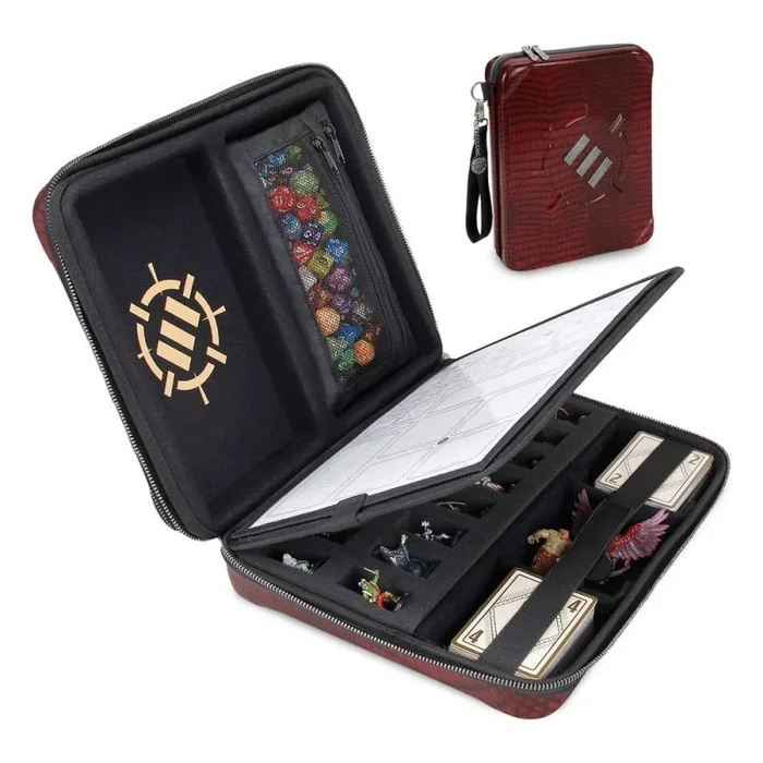 ENHANCE Estuche Organizador de Juegos de rol de Edición de Coleccionista: Carpeta DND con Soporte para Hojas de Personajes Incorporado y Panel de Escritura Borrable (Rojo Dragón)