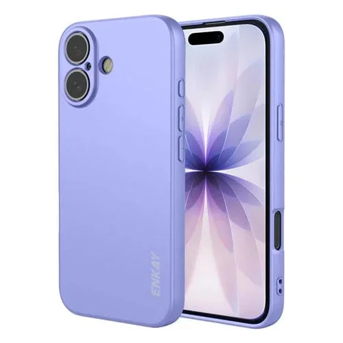 ENKAY – Funda de silicona líquida suave y resistente a los golpes para iPhone 17 (morada)