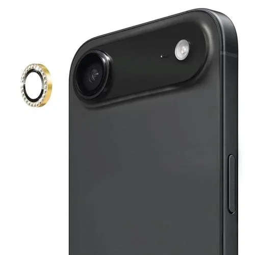 ENKAY AR – Lente de cámara con anillo de diamante individual antirreflejo y película completa (dorada) para iPhone 17 Air