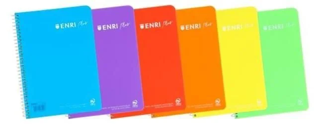 Enri cuaderno espiral 80 hojas 90gr 1 línea tapa plástico folio surtidos -5u-