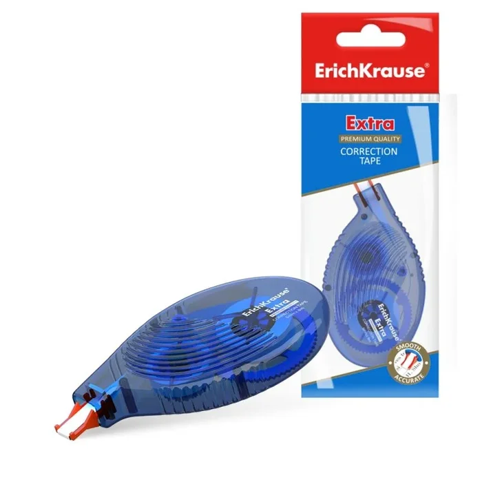 Erichkrause cinta correctora extra – 5mm x 8m – ideal para correccion rapida y segura – compatible con cualquier tipo de tinta y color – secado inmediato – permite escritura sobre la correccion – color blanco